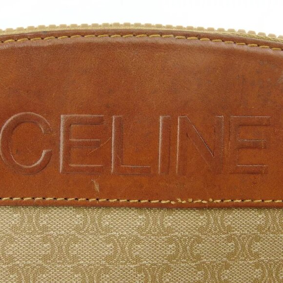 CELINE Clutch Bag Macadam Beige PVC ?~ Leather Authentic USED T19330 - Picture 7 of 9